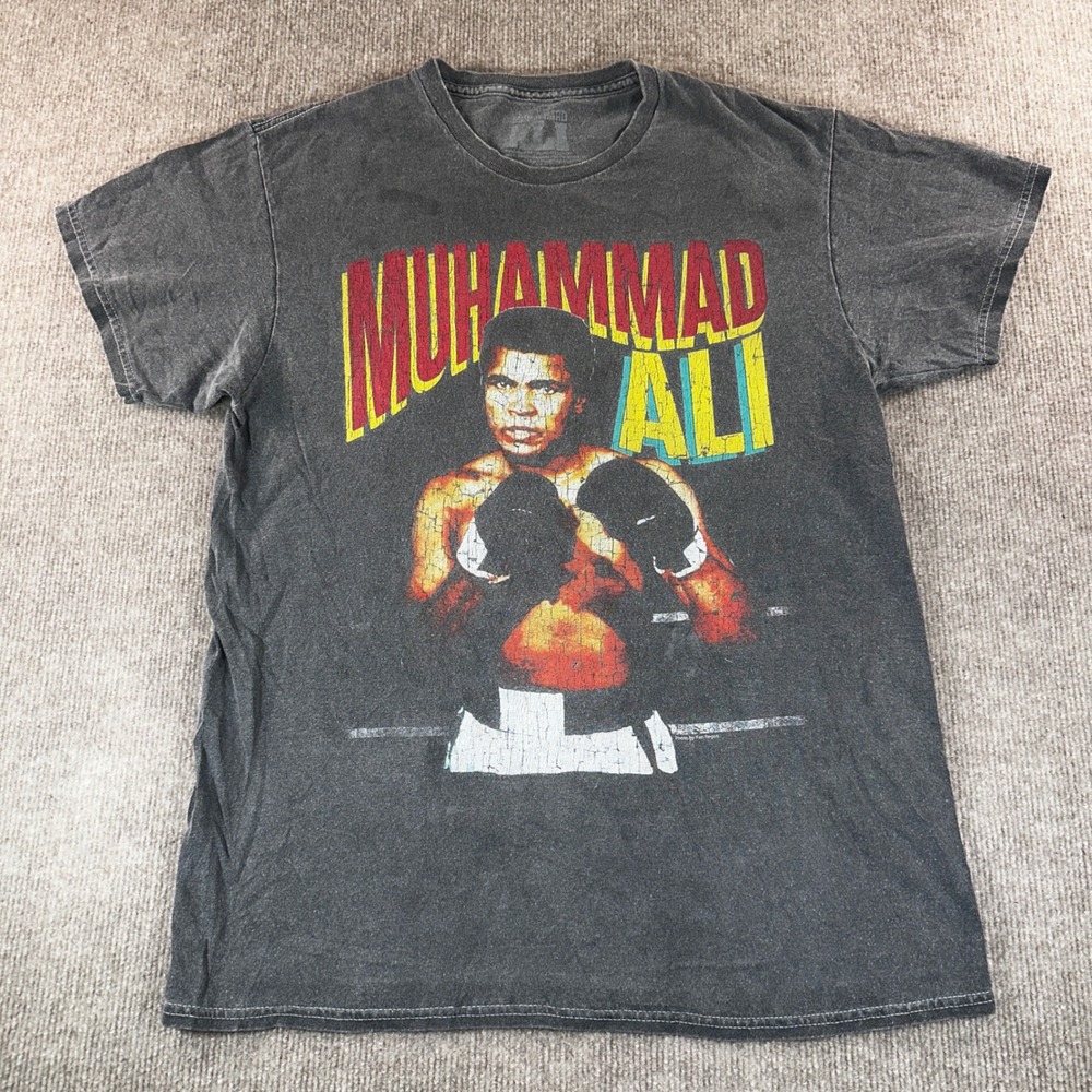 Muhammad Ali Greatest of All Time Graphic T-Shirt Charcoal Gray Mens Medium